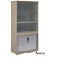 Systems Combination Bookcase With Horizontal Tambour & Glass Doors